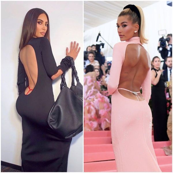 celebrity ve viditelných g-strunách Kim Kardashian Hailey Baldwin